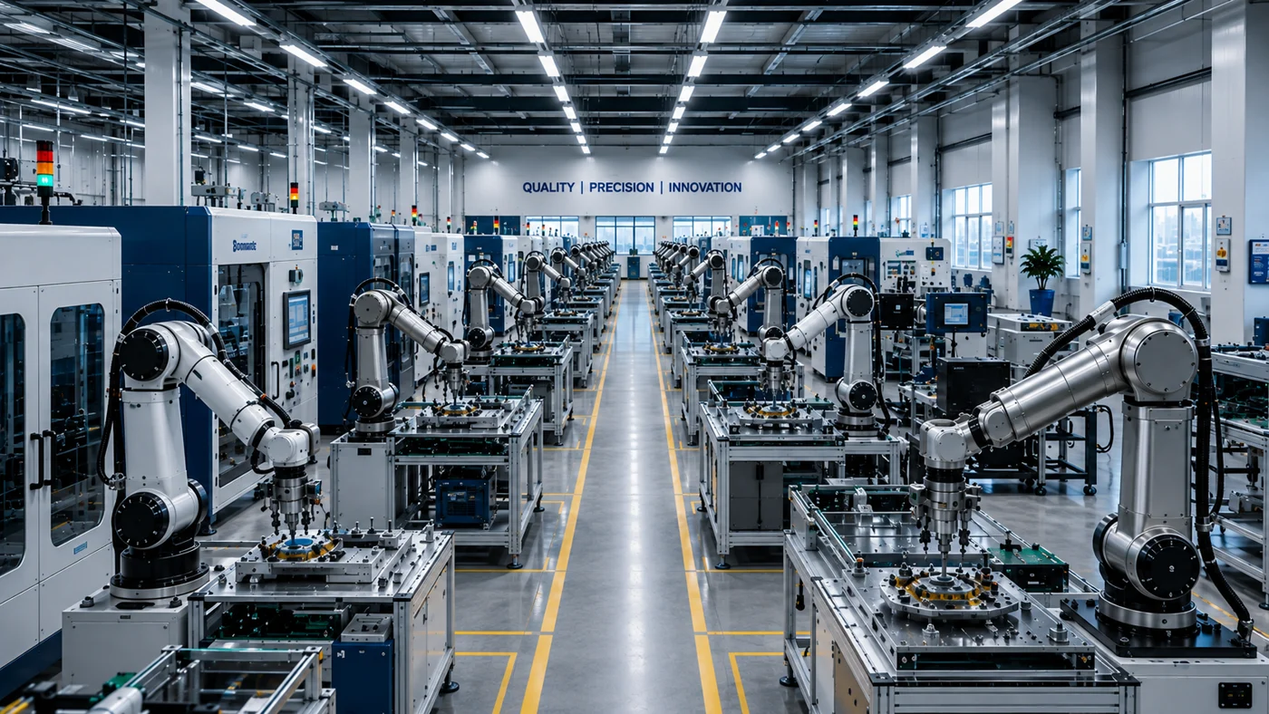 A manufacturing floor with precision production equipment